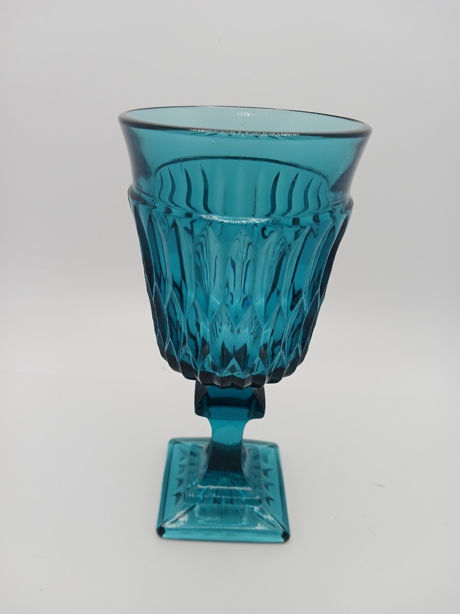 Vintage Indiana Glass Mount Vernon Blue Glass Goblets 5 Indiana Mount Vernon NOS Crystal Goblets main image 0