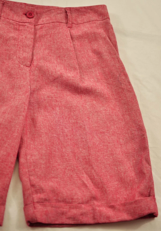 Mujer Chadwicks Pantalones Cortos Talla 8 Rojo Brezo Cremallera Frontal Bolsillos Traseros Cinturón Trabillas Foto 2 de 4