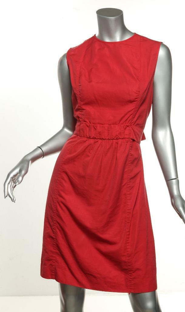 Abito senza maniche YVES SAINT LAURENT da donna rosso lungo ginocchio girocollo S