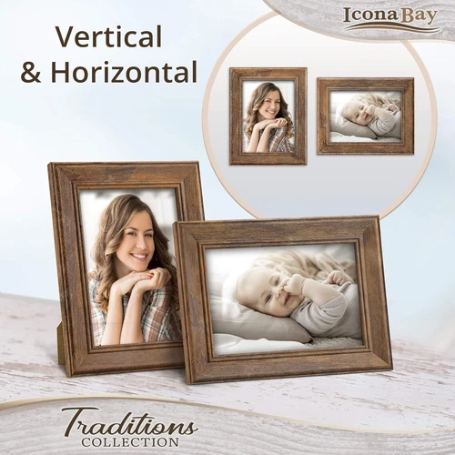 Chestnut Brown Picture Frame, Rustic Wood Pattern, Lightly Distressed Frame - Picture 3 of 6