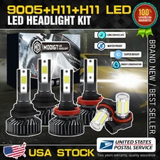 MGI 9005+H11+h11 LED Headlight Bulbs Kit 20000LM High Low Beam Fog Bulbs White