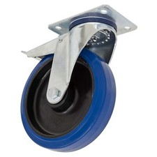 Image of Sealey Heavy-Duty Blue Elastic Rubber Swivel Castor Wheel With Total Lock Ø100mm