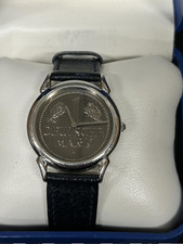 Very Rare 1991 Franklin Mint 1 Deutsche Mark Swiss Mens Watch 925 Silver  Dial