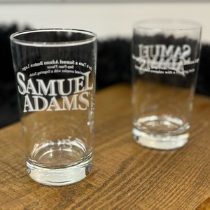 Samuel Adams Beer Glass Set of 2 Clear Logo Pint Glasses Barware Collectible