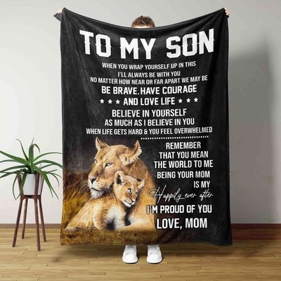 To My Son Blanket - Fleece Blanket With Loving Message, Xmas Gift from Mom