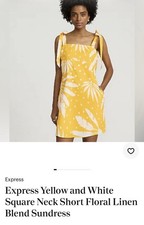 Express Yellow & White Floral Linen Blend Sundress With Pockets Size Large