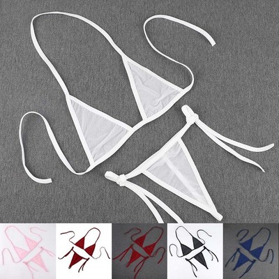 Burgunderrot Jacquard BH-Top und seitlicher Tanga Bikini Bademode Set für Damen
