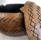 Vintage Hand-crafted African Woven Geometric Calabash Gourd Bowl with Lid 9"W — photo 3