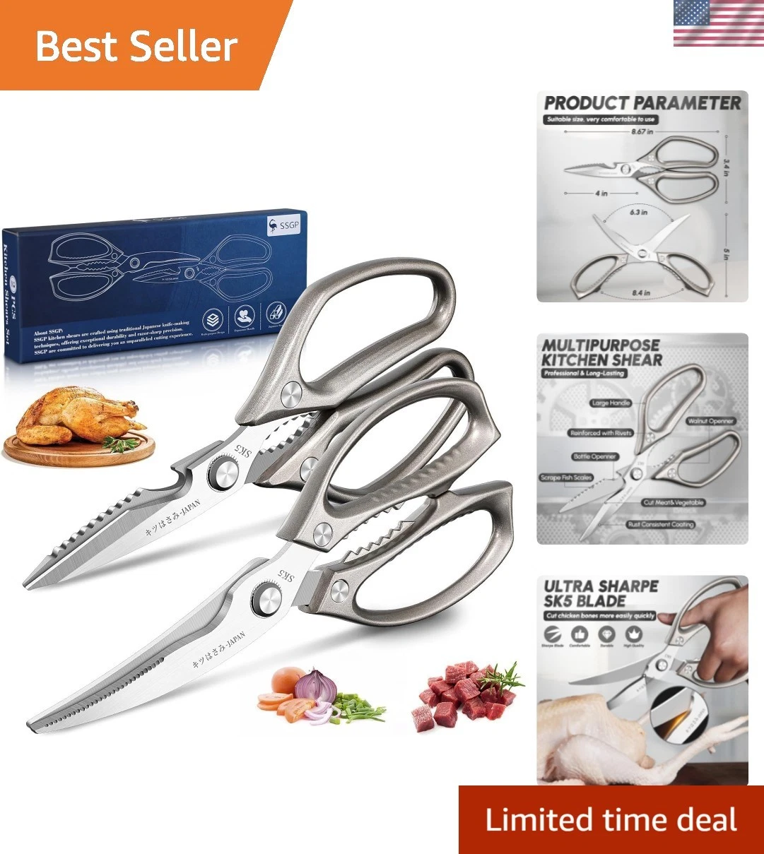 Kitchen Shears Set, All Purpose Heavy Duty Poultry Shears, Sharp Japanese Mea...
Opens in a new wind