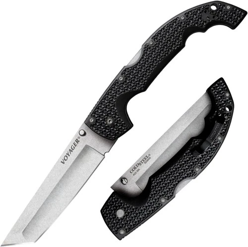 Cold Steel XL Voyager 5.5" AUS10A Tanto Plain Edge Knife Griv-Ex Handle Tri-Ad