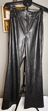 Old Navy Women s High-Rise Flare Faux Leather Pants w/ Pockets Black Size 6