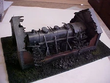O Gauge 16" Train Locomotive Engine House - Burned / Fire Damage