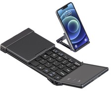 Foldable Bluetooth Keyboard with Full-Size TouchpadPortable Wireless Ultra Sl...