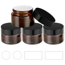 1 oz Glass Jars with Lids, 4 Pack Small Amber 1oz,