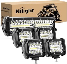 Nilight Led Light Bar 12 Inch 300w 4pcs 4 Inch 60w Spot Flood Pods Off Road