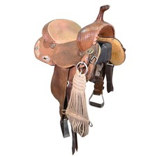 Used 13.5" Double J Pozzi Pro Racer Barrel Racing Saddle Code: C135JJPPR12SF