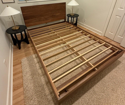 Room and Board, Hudson queen bed. Real walnut wood. 