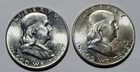 1959-P 1960-D FRANKLIN Half Dollar 50c Cents 90% Silver 2-COIN Lot Hi Grade BUnc