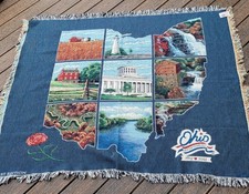 Ohio Bicentennial Throw Blanket 1803 to 2003 FIRST EDITION Vintage Made in USA