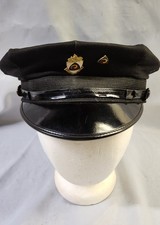 GORRA/SOMBRERO DE CONDUCCIÓN NEGRO PARA MOTOCICLETA VINTAGE con AMA 1941 [IN & AMA PIN ~ ¡BONITO!