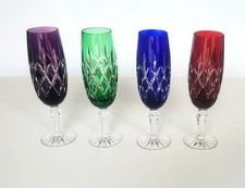 Set of 4 AJKA Arabella Multicolored Champagne Flutes 8"