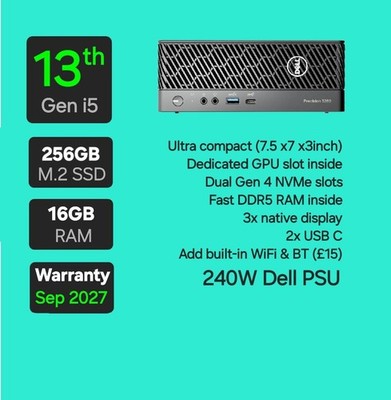 Dell Precision 3260 Workstation Intel Core 13. Gen 256GB SSD 16GB RAM
