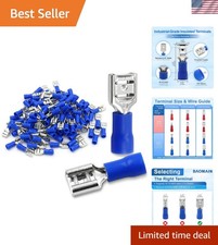 100-Pack 1/4" Female Quick Disconnect Spade Terminals, 16-14 AWG 6.3mm 0.25 i...