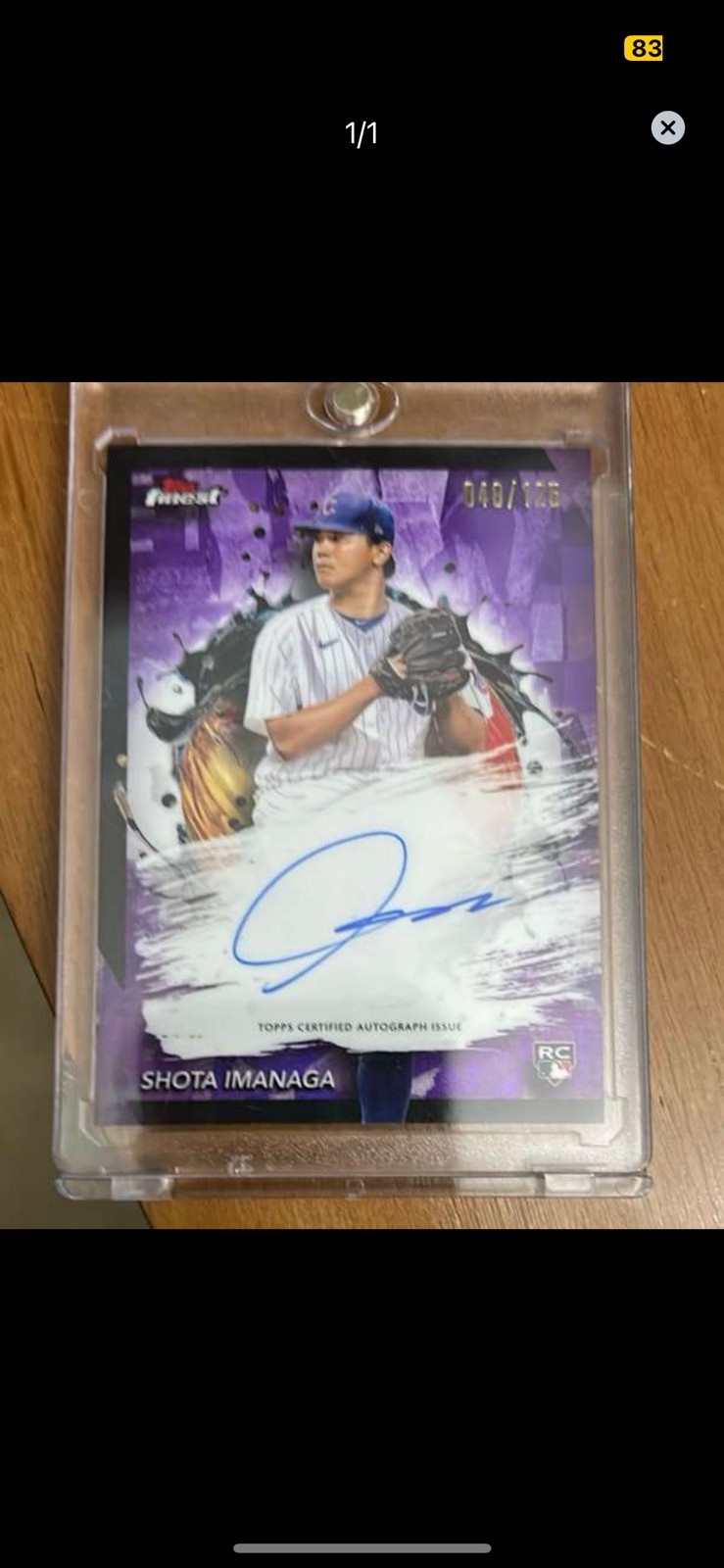 2024 Topps Finest - Autograph #FA-SI Shota Imanaga Purple Refractor Rookie /125