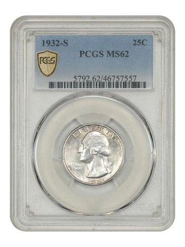 1932-S 25C PCGS MS62 - Washington Quarter - Key Date