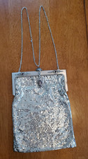 Vintage Whiting & Davis Ornate Silver Tone Mesh Pocket Book Over Shoulder 24