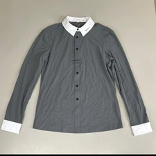 SAMSHIELD Samuel Long Sleeves Equestrian Polo Shirt Men's Sz L Grey