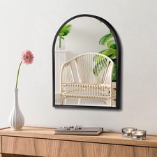 MYlovelylands 10" x 13" Arched Black Bathroom Mirror for Modern Wall Decor