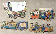 Vintage Disney Casey Jr Circus Train Covered Wagon Pressed Board Plaque Lot 4