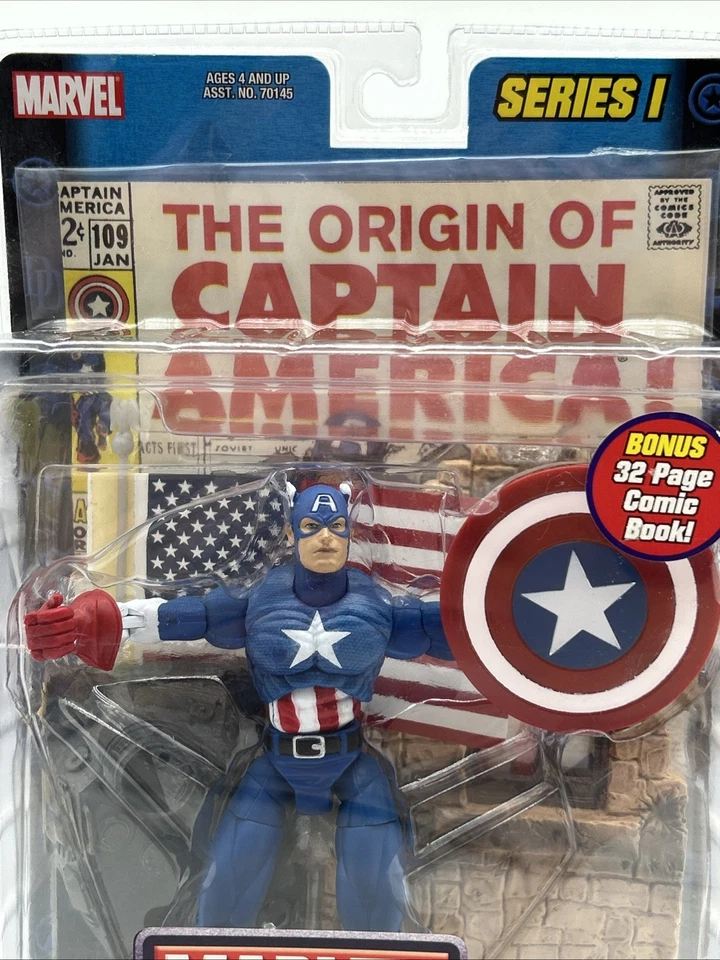 Marvel Legends Капитан Америка Серия 1 Бонусный Комикс НОВЫЙ Запечатанный Toybiz 2002 - Изображение 3 из 4