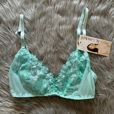 Joyspun Wireless Bralette Womens Small Blue Floral Lace Sheer Mesh Unlined Bra