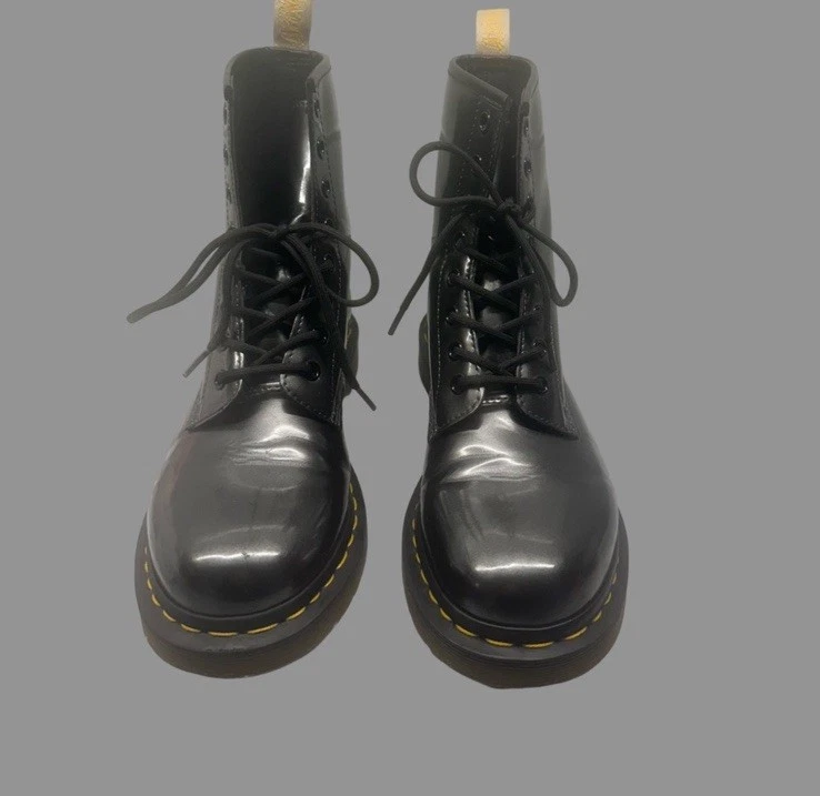 Botas de Combate Dr Martens Mujer Talla 9 1460 Veganas Cromo Gris Metálico Raras Foto 2 de 4
