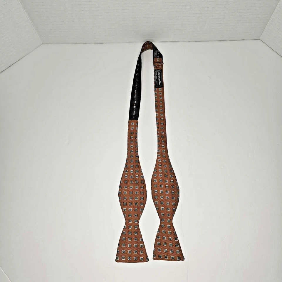 Pajarita vintage Christian Dior - Nueva York París - Toda seda - Marrón geométrico - A Foto 2 de 4