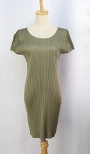 Authentic PLEATS PLEASE Beige Short Sleeve Dress ISSEY MIYAKE 132 6451