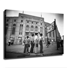 Boys Staring at The Yankees Stadium Posters Canvas Print Wall Art Modern Picture