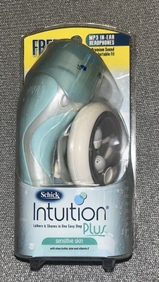 Schick INTUITION PLUS SENSITIVE SKIN Razor + 2 Cartridges +In-Ear MP3 Headphones