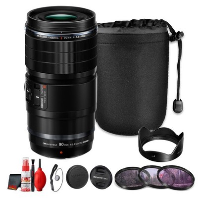 OM SYSTEM M.Zuiko ED 90mm f/3.5 Macro IS PRO MFT Lens Filter Kit Bundle