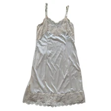 70s Vintage Wonder Maid Non Cling Slip Dress Lace Trim Cream Ivory Lingerie