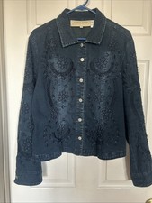 Giacca denim URBAN TRIBE taglia LG blu indaco con squisite perline MOLTO BELLA 👀