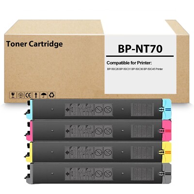 4 Pack BP-NT70 Toner Cartridge Compatible for BP-50C26 BP-50C31 BP-50C36