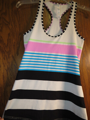 Lululemon 6 Cool Racerback Tank Kayak Blue Mojito Stripe Sea Wheeze EUC! LN!