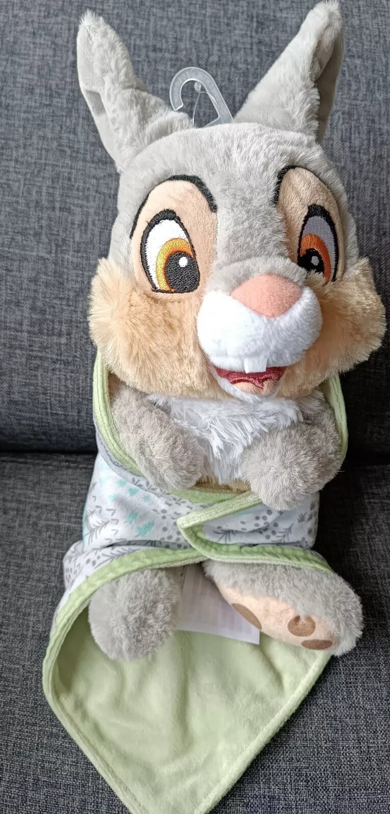 Doudou peluche lapin Panpan Disney couverture hochet rose