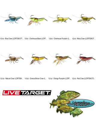 Live Target LIVE Craw Crawfish Crawdad Jig Bait (LCR75SK) 1/2oz Any 8 Colors