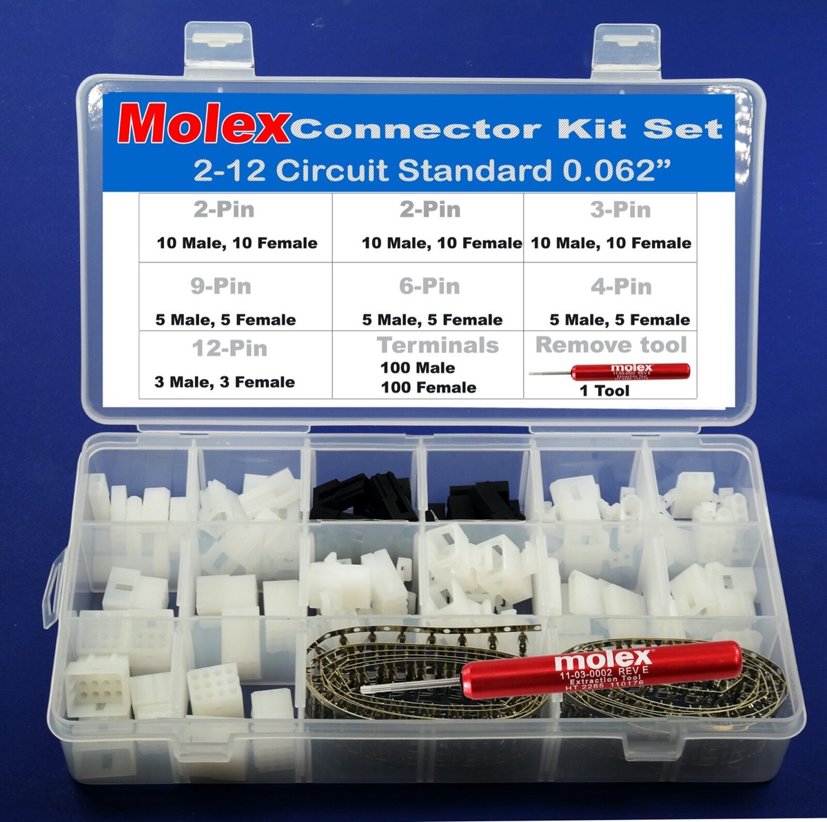 287pcs MOLEX 2-12 Pin Standard .062