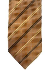 Barneys New York Men's Silk Tie Orange Gold Gray Plaid Pattern Made Italy 58"