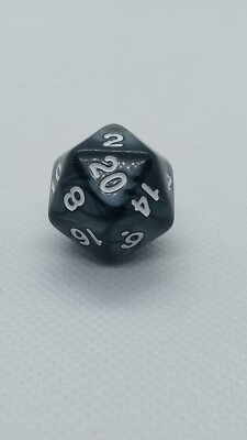 Basic D20 Die For RPGs D&D Black Swirl